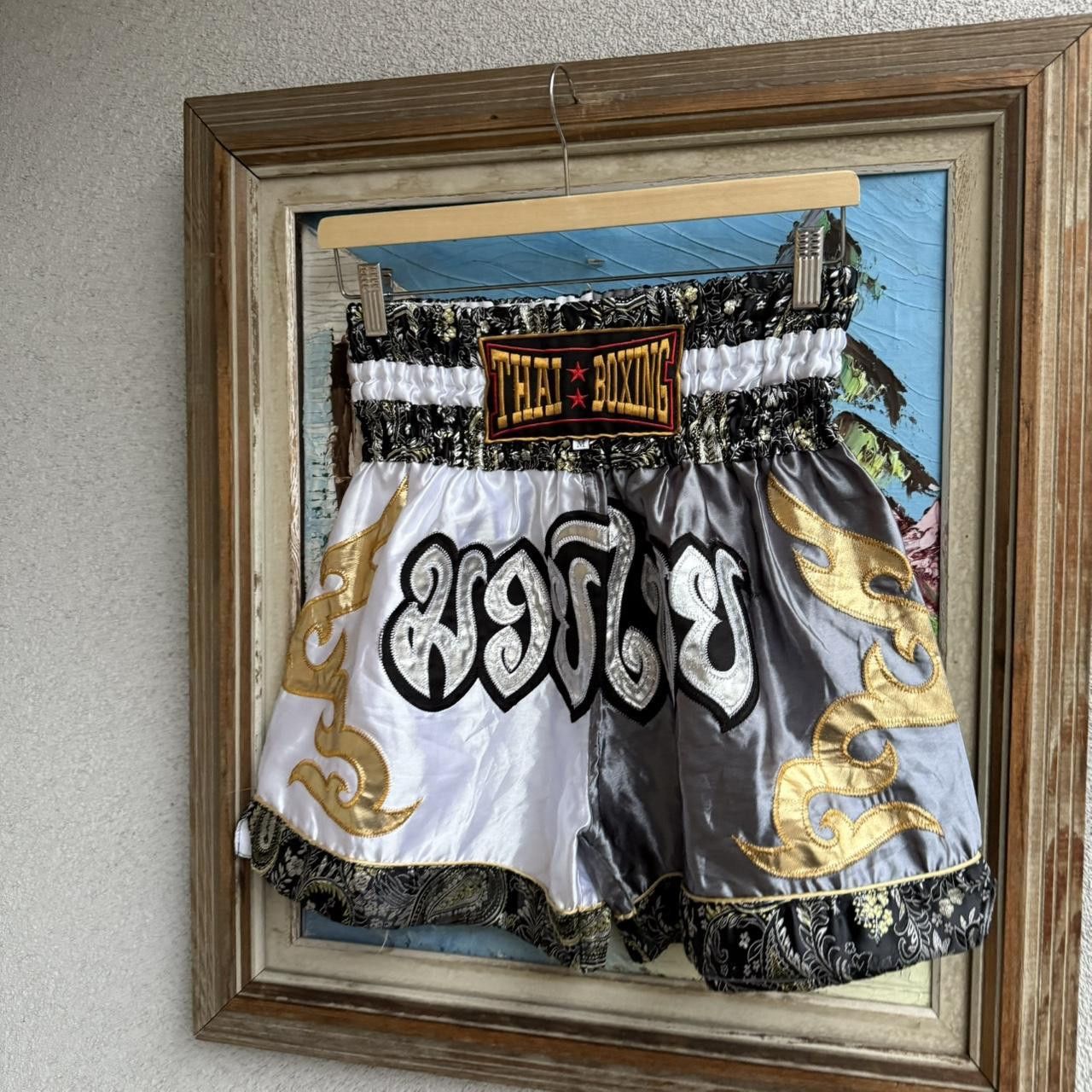 Vintage Muay Thai Bottoms Black White Shorts Vintage Size US 32 / EU 48 - 2 Thumbnail