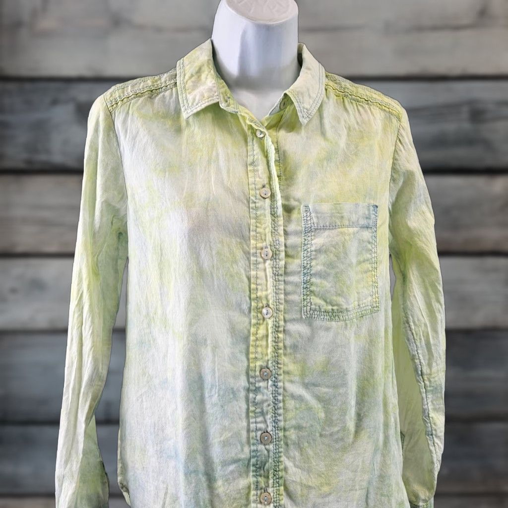 Vintage VINTAGE Pilcro by Anthropologie Womens Cate Classic Button Down Top XS Yellow Size XS / US 0-2 / IT 36-38 - 1 Thumbnail