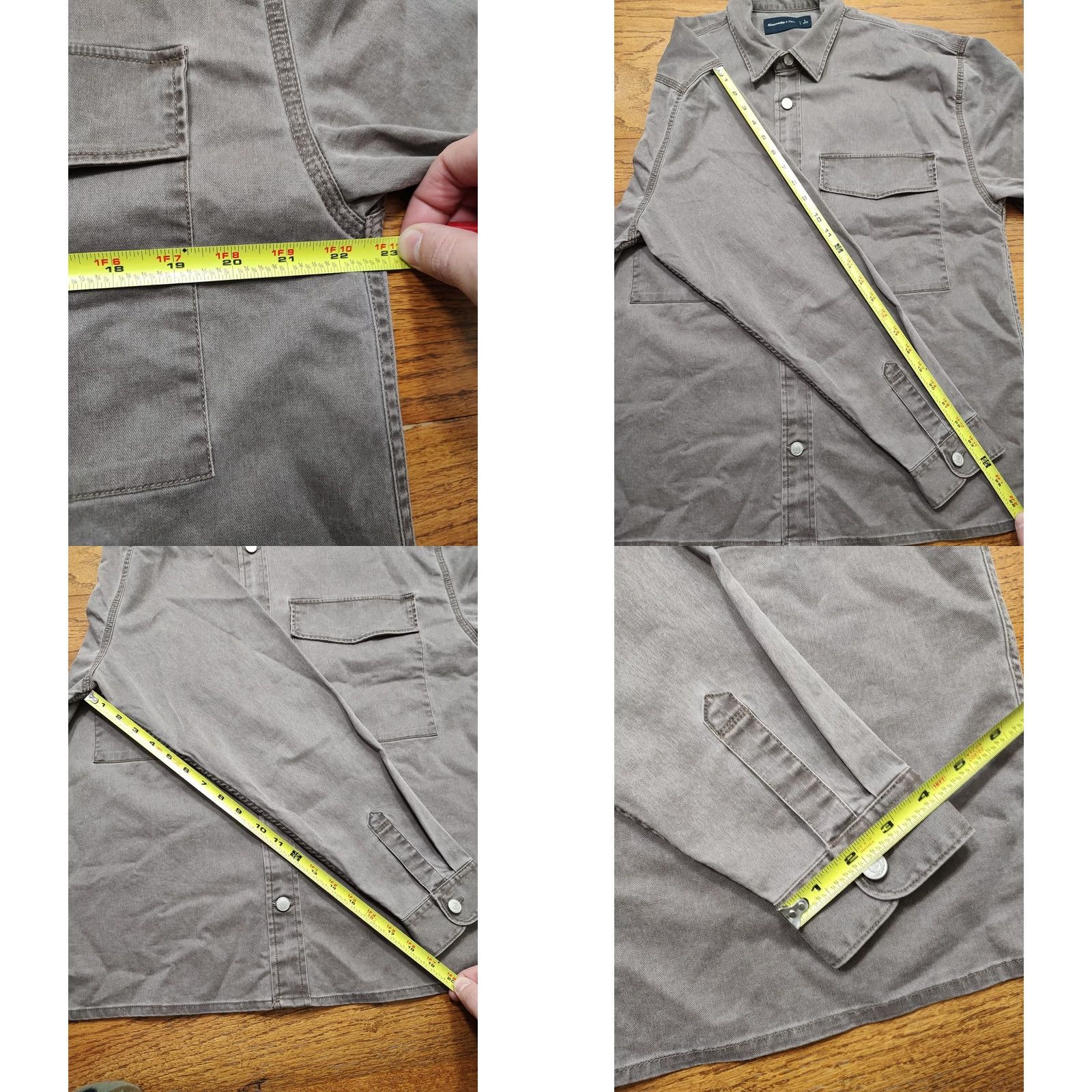 Abercrombie & Fitch Abercrombie & Fitch Mens Denim Shirt Button-Up Pockets Brown 90s Outdoor Casual Large) Size US L / EU 52-54 / 3 - 8 Thumbnail