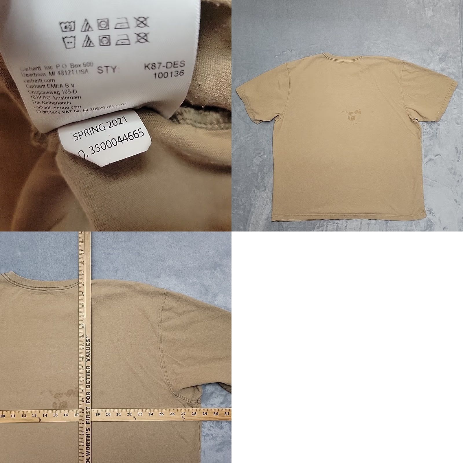 Carhartt Carhartt Shirt Mens 2XL Brown Loose Fit Short Sleeve Crewneck Pocket Tee K87 Size US XXL / EU 58 / 5 - 8 Thumbnail