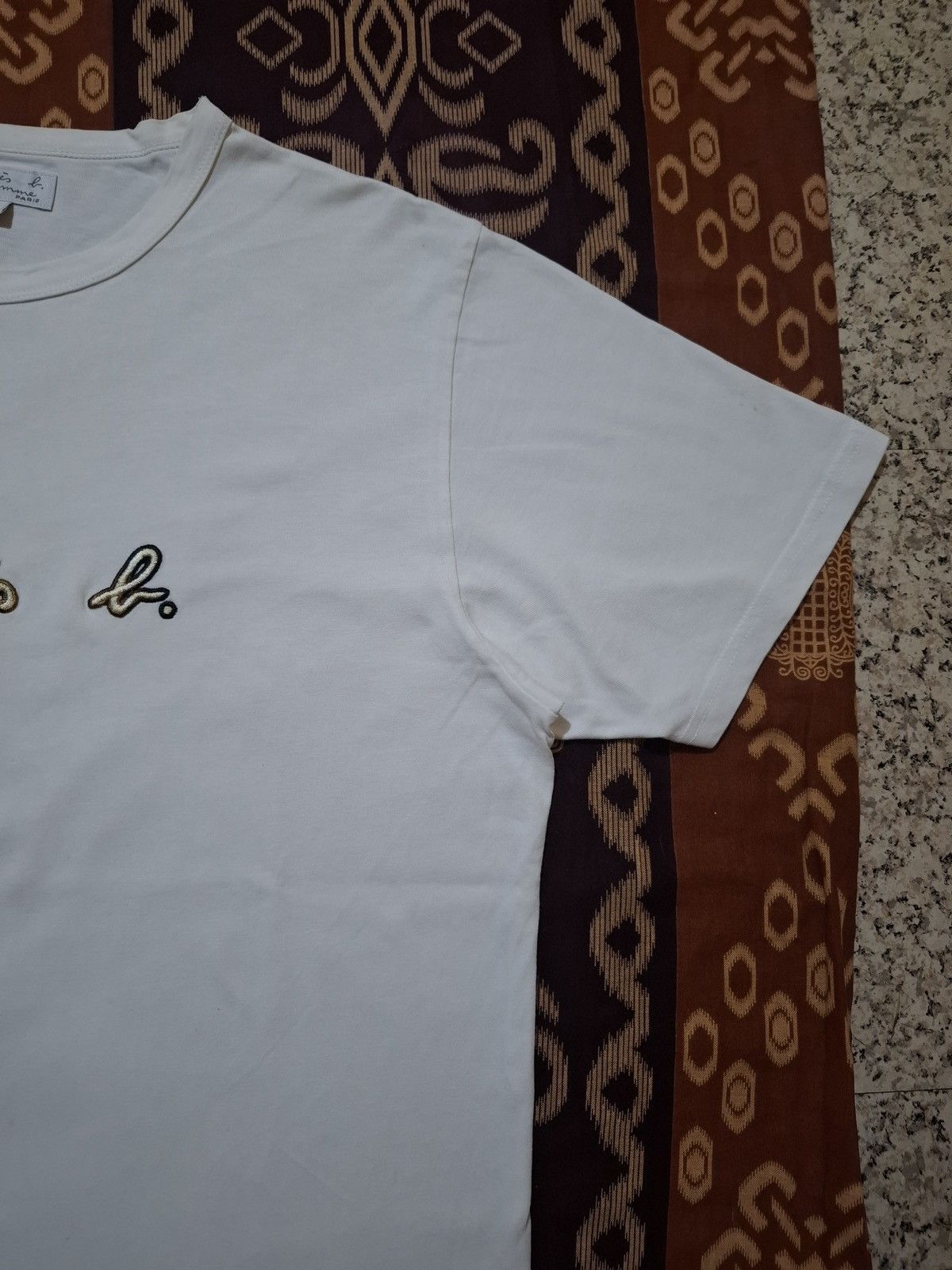 agnes b. Agnès b. Homme Embroidered Script Logo T-Shirt Size US L / EU 52-54 / 3 - 4 Thumbnail