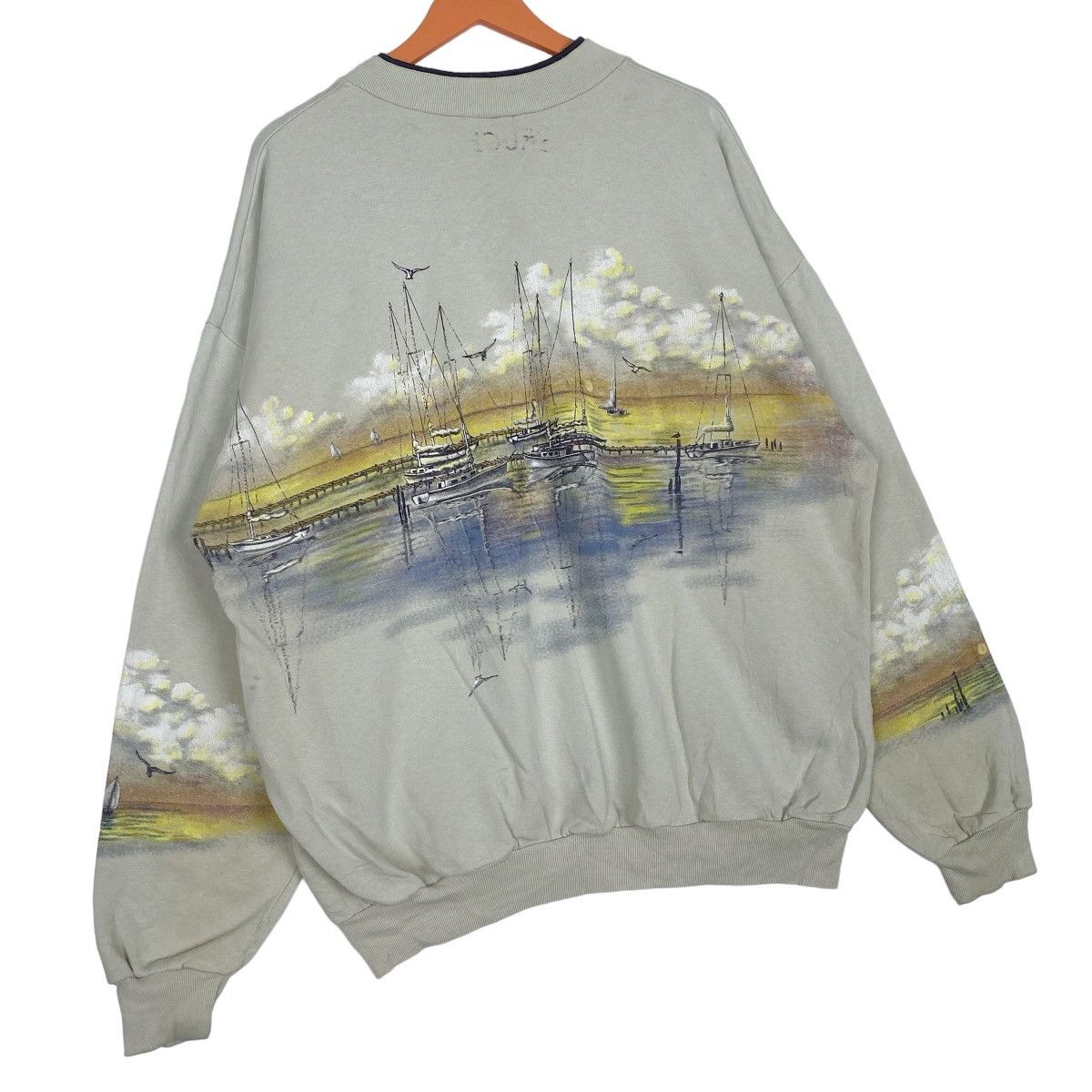 Designer × Vintage Sailboat Sunset Half Button Sweatshirt Pullover Jumper Size US XL / EU 56 / 4 - 6 Thumbnail