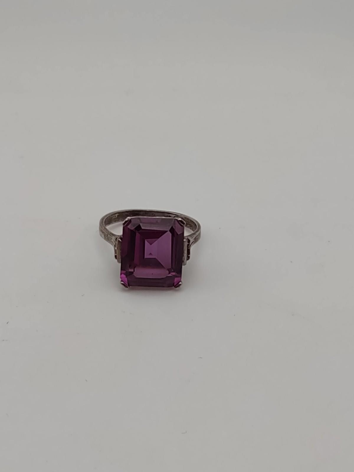 The Unbranded Brand Art Deco Style Sterling Purple CZ Ring Size 10 Size ONE SIZE - 1 Thumbnail