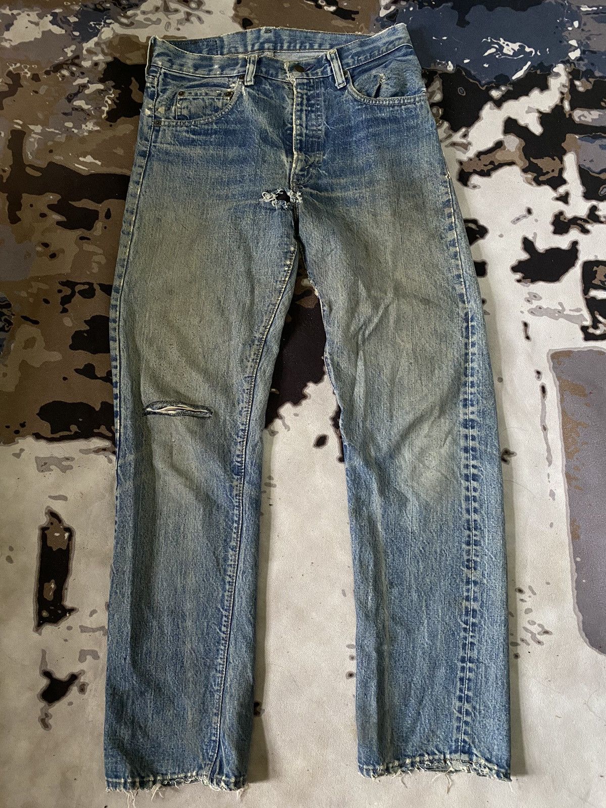 image of Distressed Denim x Levis VTG Levis 70's 505 Red Tab Jeans Distressed in Blue, Men's (Size 31)