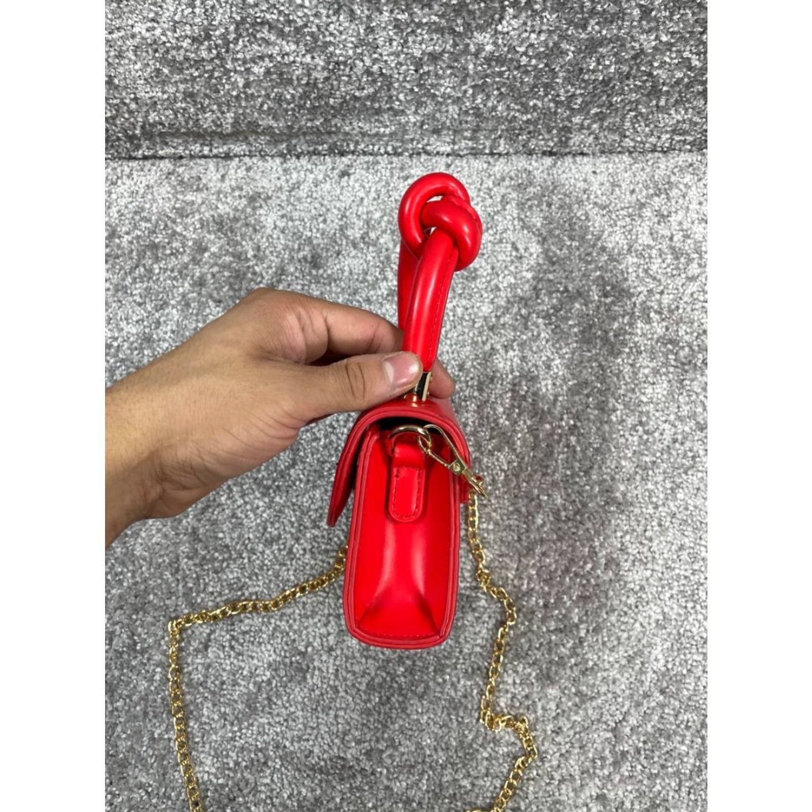 Anthropologie VINTAGE Anthropologie Knot-Handle Crossbody Bag Womens Mini Red Leather Detachable Strap Size ONE SIZE - 3 Thumbnail