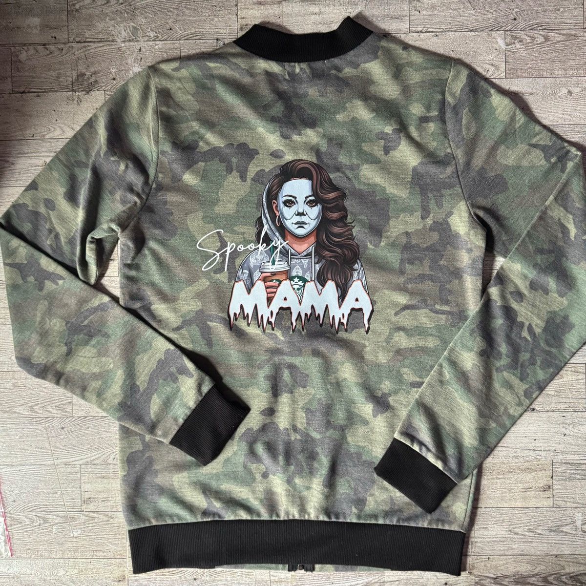 Other Spooky Mama, Coffee & Halloween, Camo Bomber Style Jacket Size S / US 4 / IT 40 - 4 Thumbnail