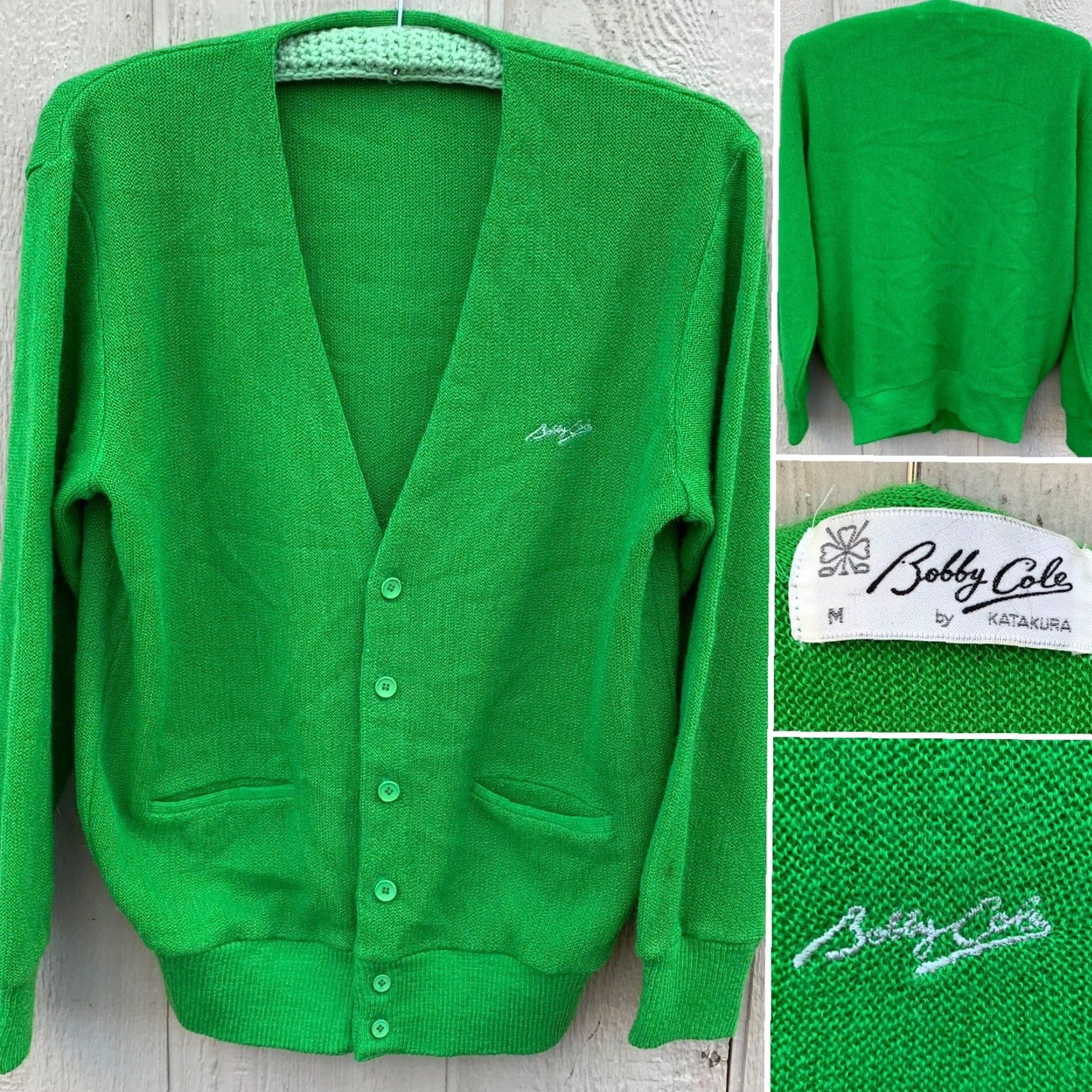 Vintage VINTAGE Bobby Cole by Katakura cardigan sweater golf sweater green size M Size US M / EU 48-50 / 2 - 2 Thumbnail