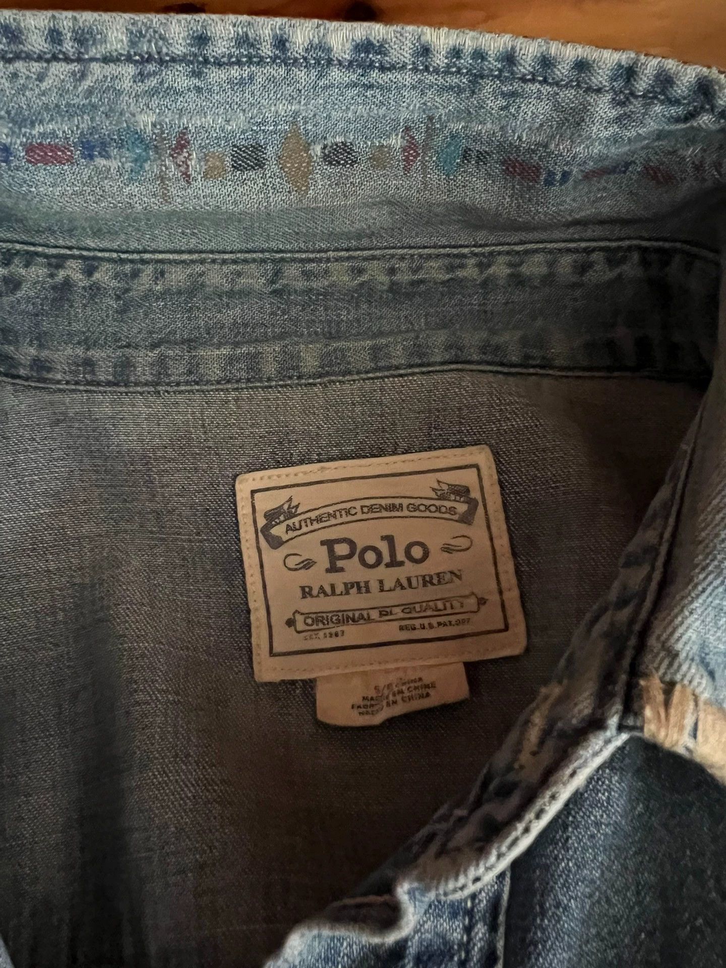 Polo Ralph Lauren Polo RL Distressed Bandana Patch Indian Western Denim S Size US S / EU 44-46 / 1 - 8 Thumbnail