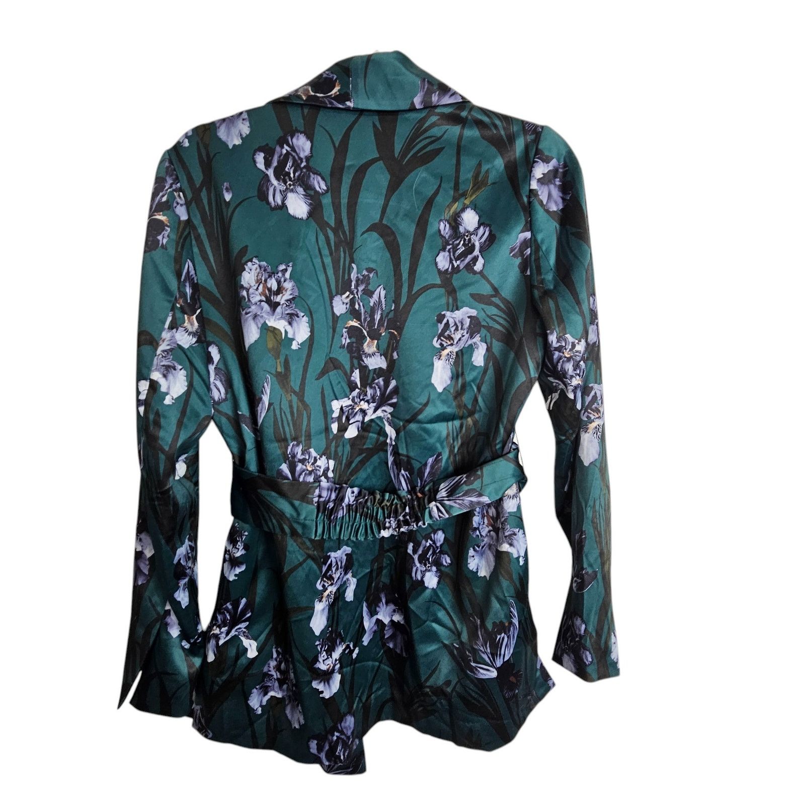 H&M H&M Womens Satin Floral Blazer Size 6 Belted Whimsigoth Size M / US 6-8 / IT 42-44 - 10 Thumbnail