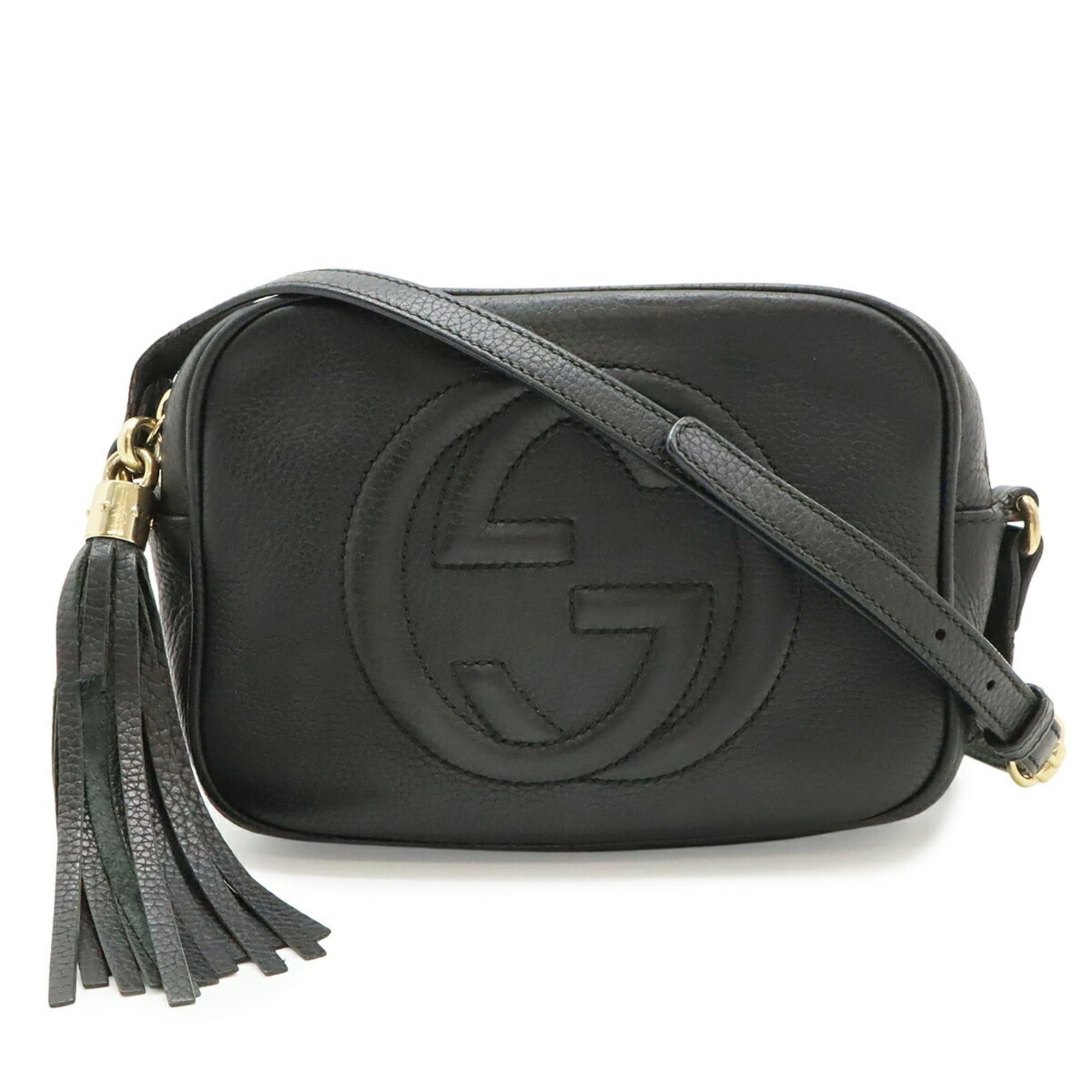 Gucci GUCCI Soho Small Disco Tassel Shoulder Bag Pouch Leather Black 308364 Size ONE SIZE - 1 Thumbnail