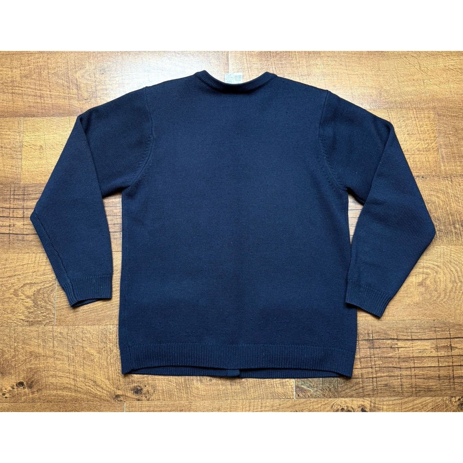 Talbots VINTAGE Talbots Cardigan Sleeve Long Knit 100% Wool Cable Gold Buttons Women Size S Blue Crew Neck Pullover Sweater 90s Classic Preppy Size S / US 4 / IT 40 - 3 Thumbnail