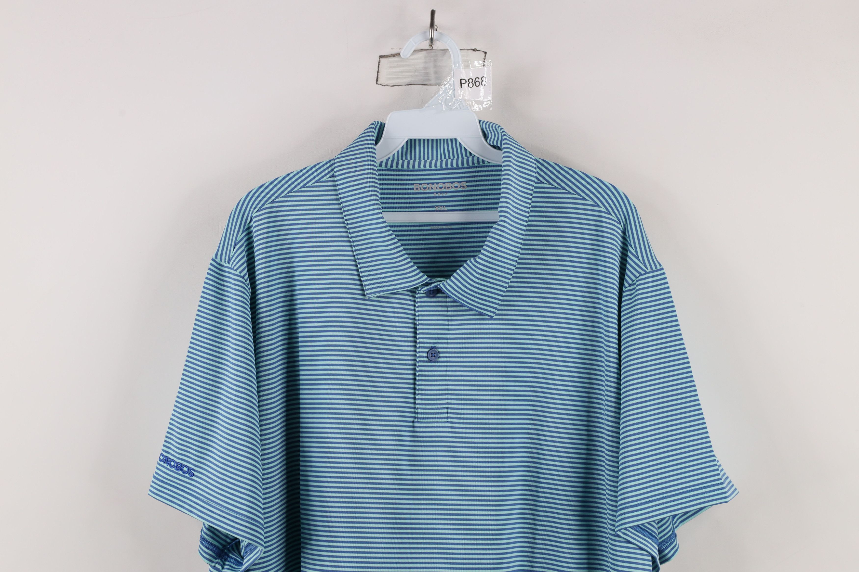 Bonobos × Vintage Bonobos Fit Stretch Striped Collared Golf Polo Shirt Blue Size US XXL / EU 58 / 5 - 2 Thumbnail
