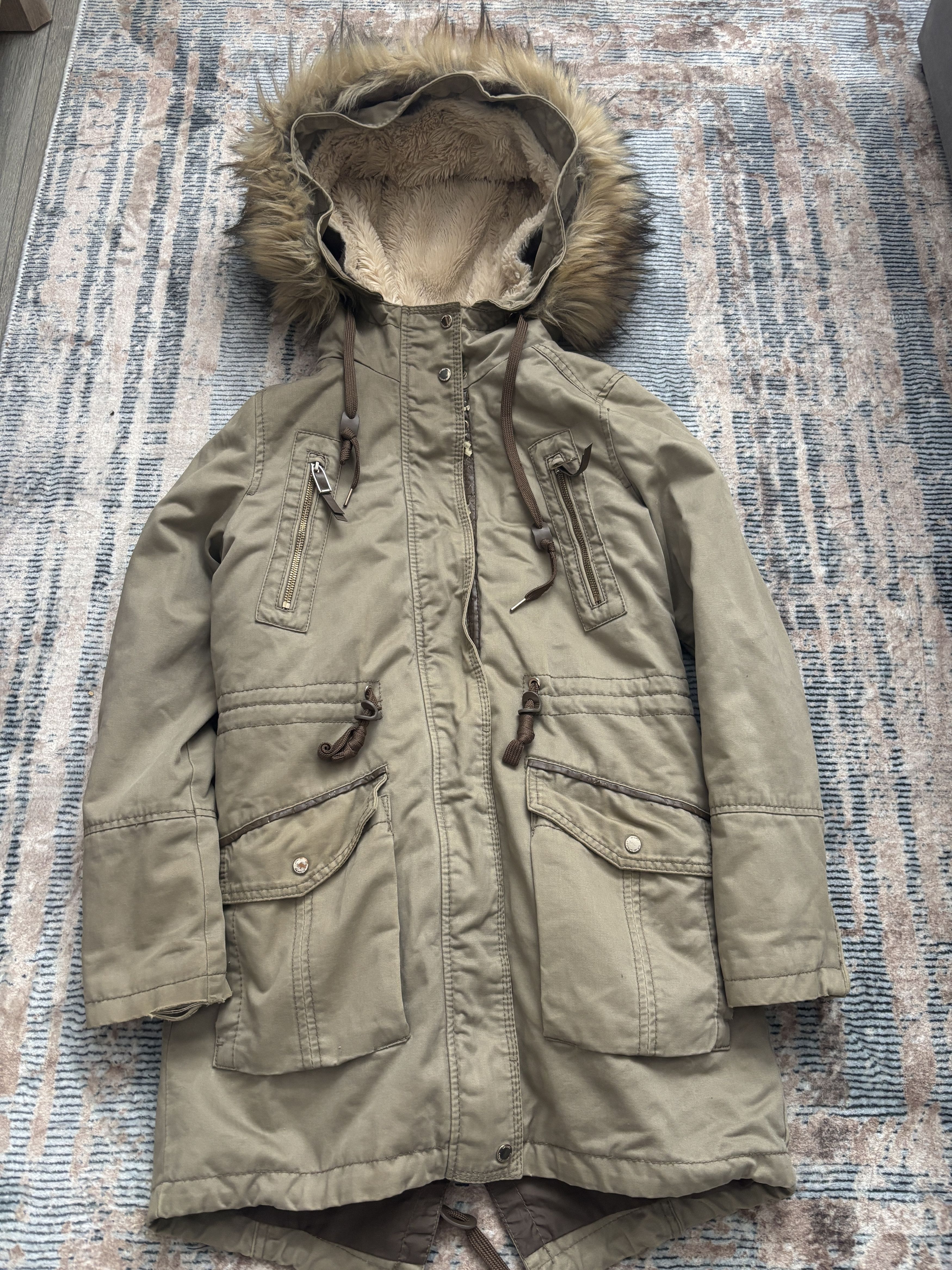 If Six Was Nine Vintage Khaki Parka Jacket Fur Hood Military Style Size XS Size XS / US 0-2 / IT 36-38 - 1 Thumbnail