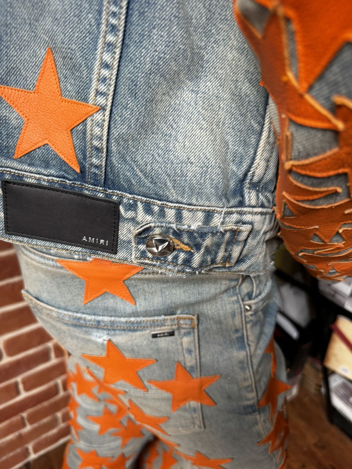 Amiri Amiri Orange Stars denim jacket Size US L / EU 52-54 / 3 - 10 Thumbnail
