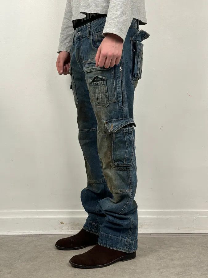 Dolce & Gabbana 2000s Dolce & Gabbana Navy Dirty Effect Denim Cargo Jeans Size US 36 / EU 52 - 4 Thumbnail