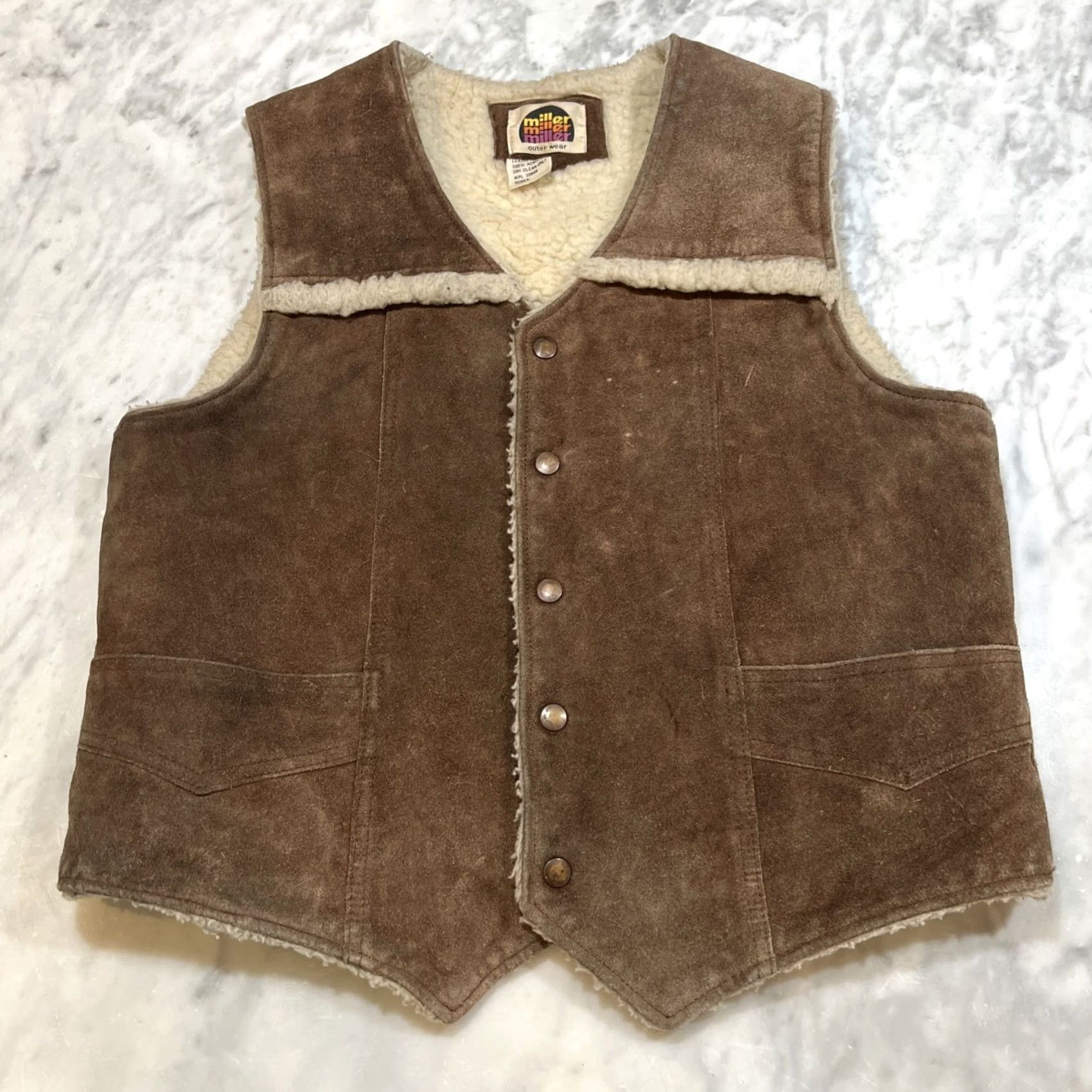 Vintage VINTAGE Miller Stockman Western Suede Leather Vest Men L Lined Cowhide Brown XS? No Size US L / EU 52-54 / 3 - 2 Thumbnail