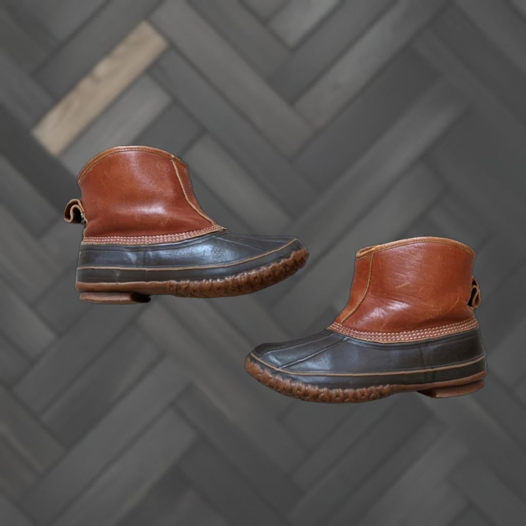 Vintage VINTAGE L.L. Bean Boots Womens 11 Wool Lined Pull-On Brown Leather 7.5" Tall Mens? Size US 11 / IT 41 - 1 Thumbnail