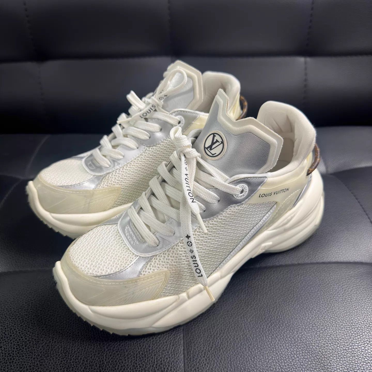 Louis Vuitton LV Run 55 Cream Monogram Low Top Dad Sneaker EU 37 Size US 6.5 / IT 36.5 - 1 Thumbnail