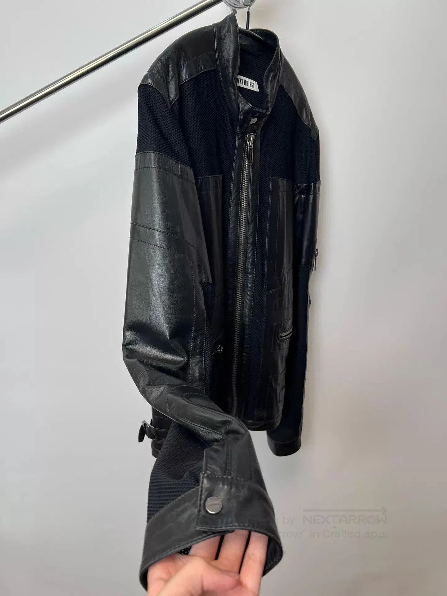 Dirk Bikkembergs Black Leather and Mesh Zip-Up Jacket. Size US M / EU 48-50 / 2 - 4 Thumbnail