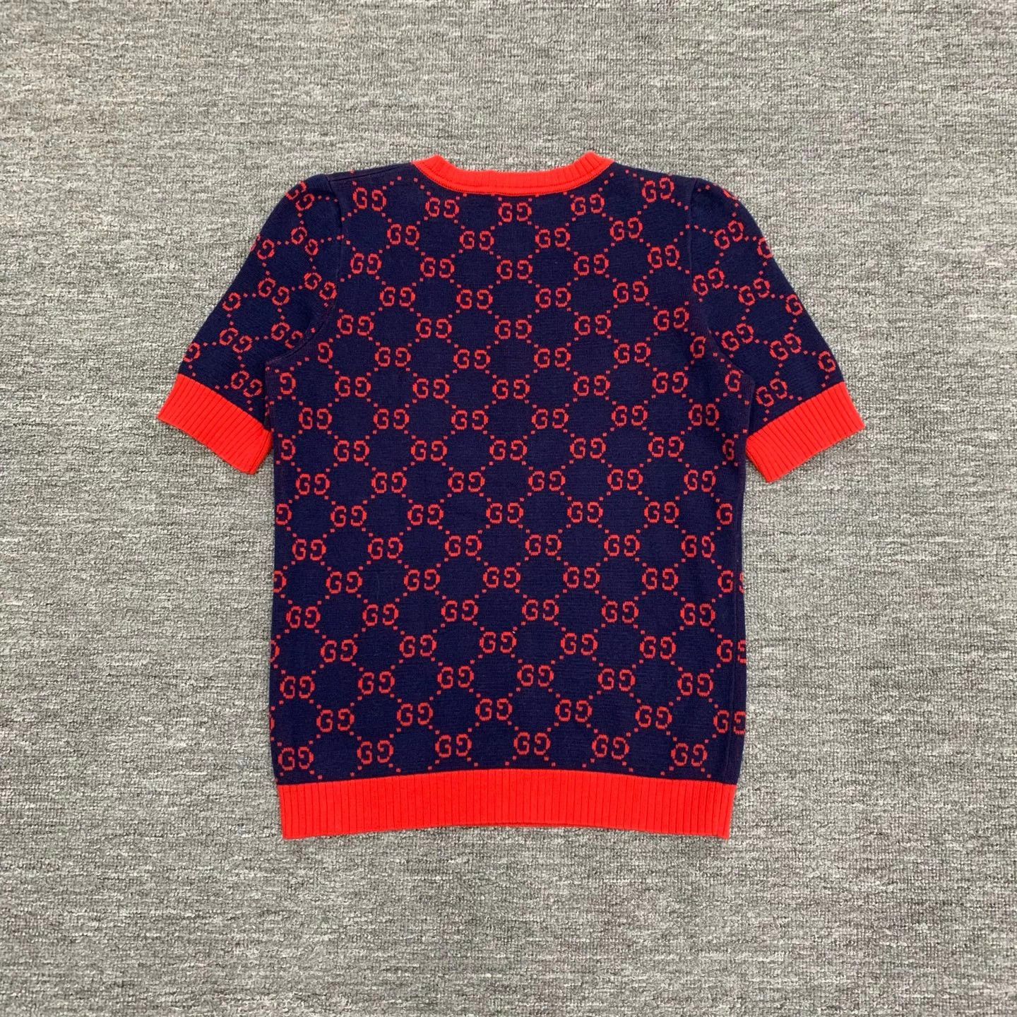 Gucci Gucci Red Blue GG Print knit tee S 95 New Size S / US 4 / IT 40 - 2 Thumbnail