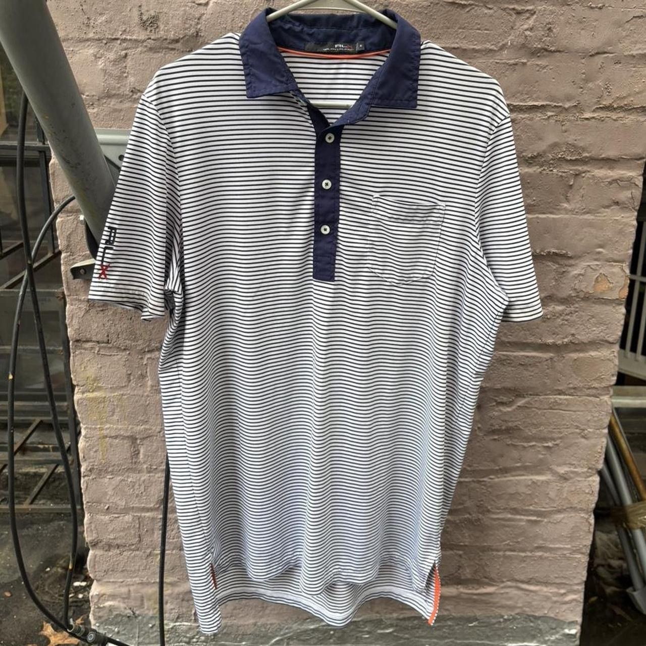 RLX Ralph Lauren Navy Striped Performance Golf Polo Shirt