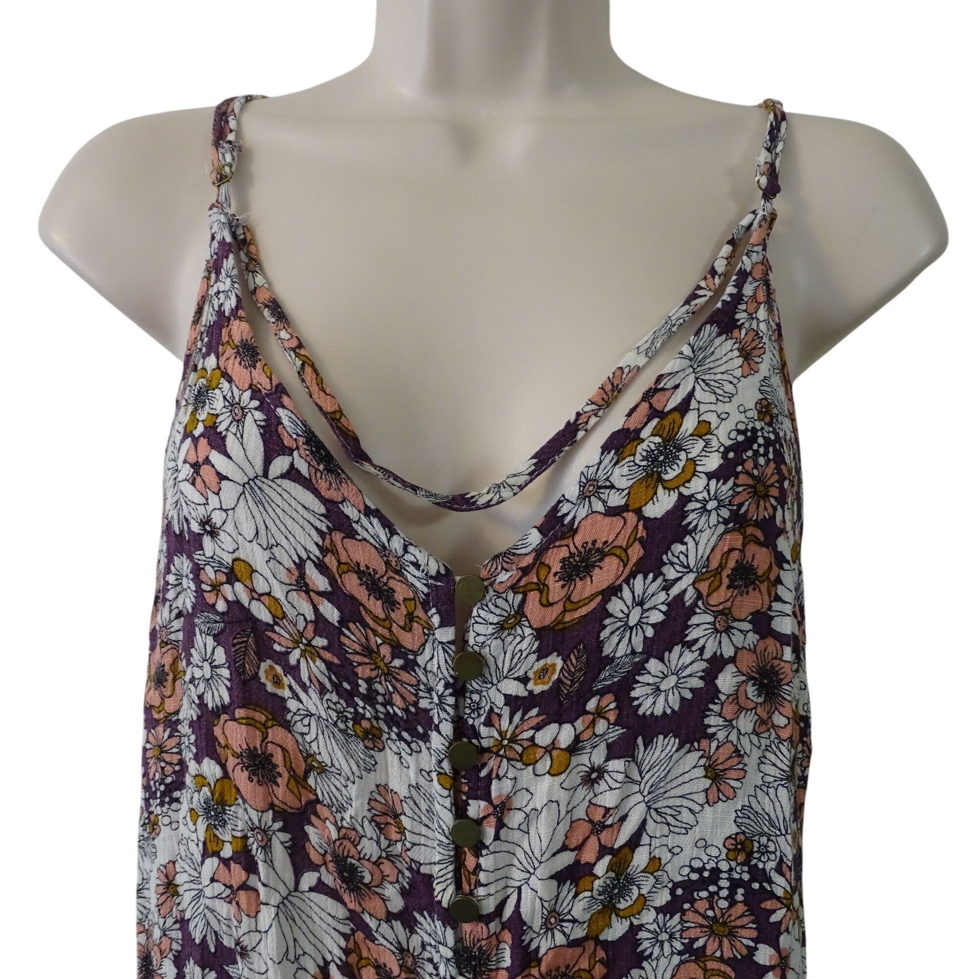 Other Floral Button Up Mini Dress Sundress Purple Women Size S Size S / US 4 / IT 40 - 2 Thumbnail