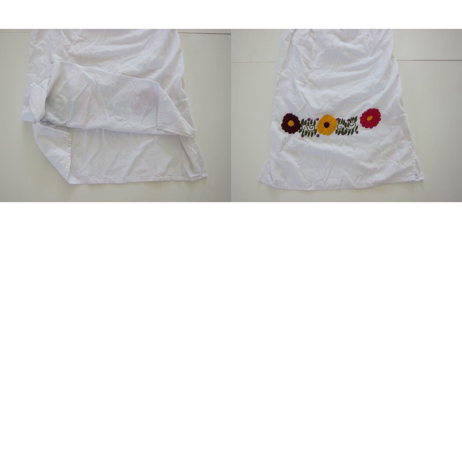 Vintage Vtg Vestidos Artesanales Mexican Cotton White Embroidered Floral Tunic Dress S Size S / US 4 / IT 40 - 8 Thumbnail