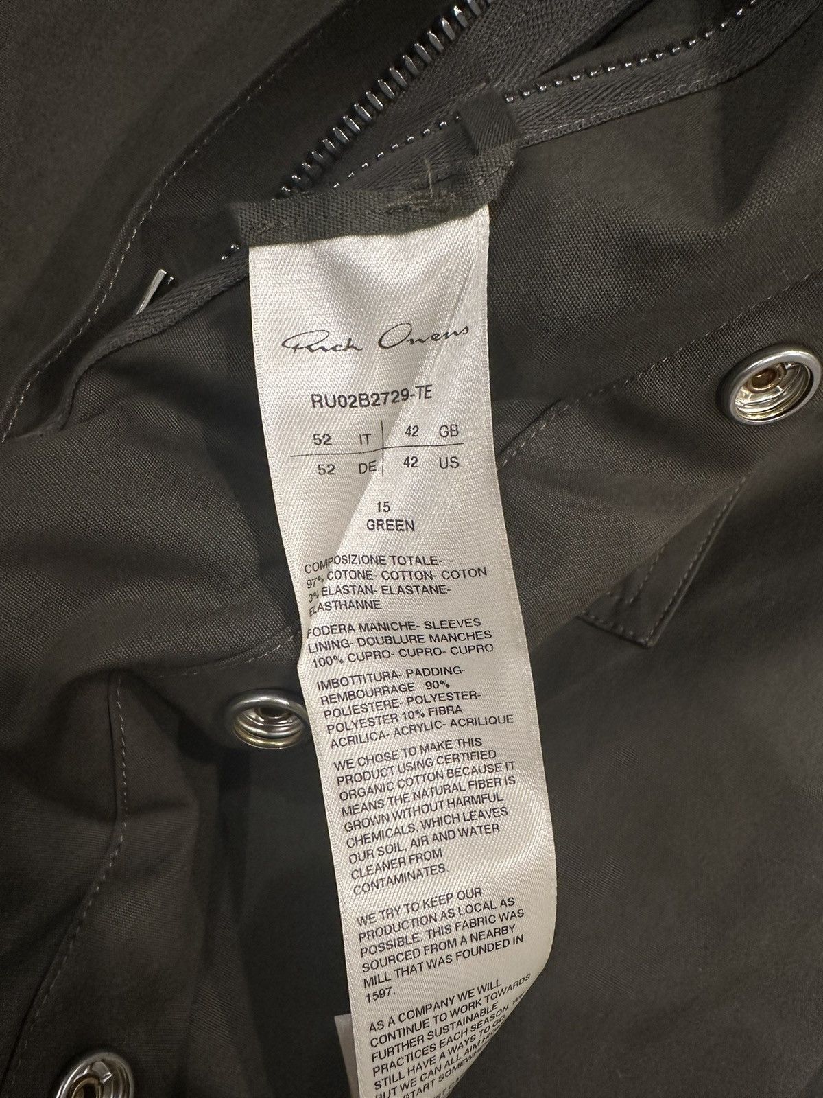 Rick Owens × Rick Owens Drkshdw Rick Owens Green Porterville Outershirt Jacket Size US L / EU 52-54 / 3 - 3 Thumbnail