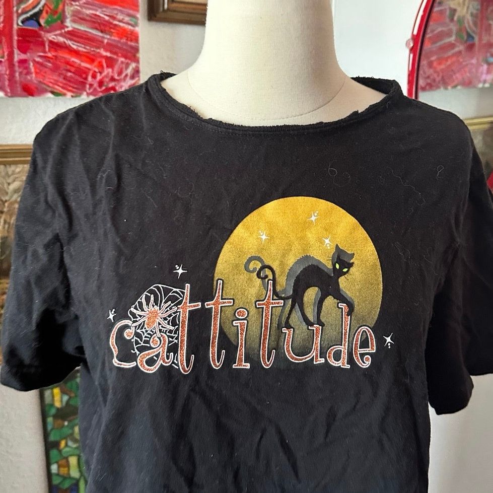 Other happy halloween catitude black graphic shirt Size L / US 10 / IT 46 - 2 Thumbnail