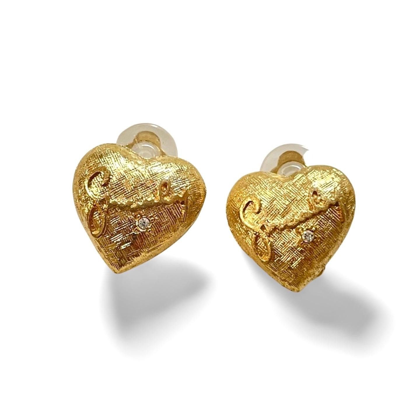 Givenchy Vintage Givenchy golden heart and logo earrings with crystal Size ONE SIZE - 1 Thumbnail