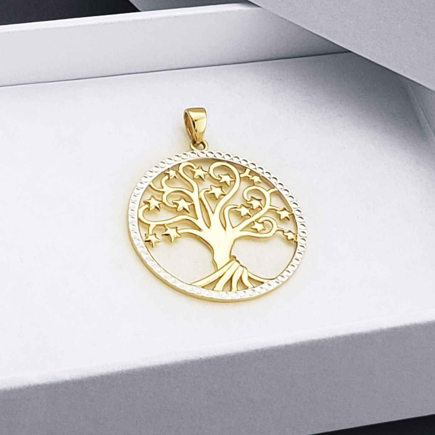 Tree of Life / Knowledge Charm 14k Yellow White Gold Pendant