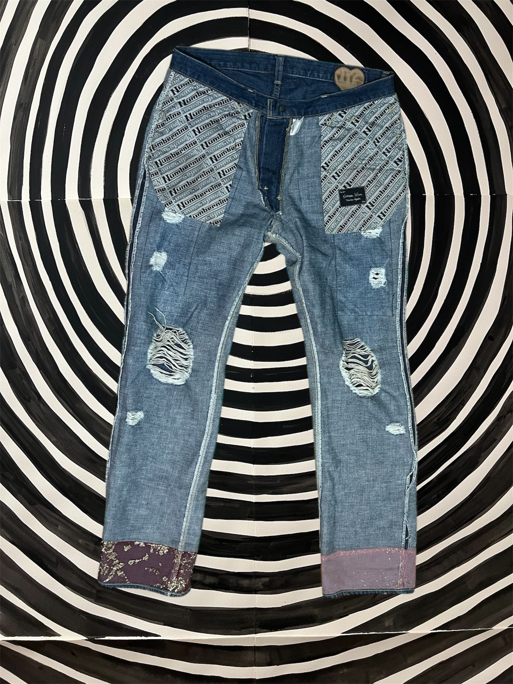 Number (N)ine Kurt Velour Crash Jeans Size US 33 - 3 Thumbnail