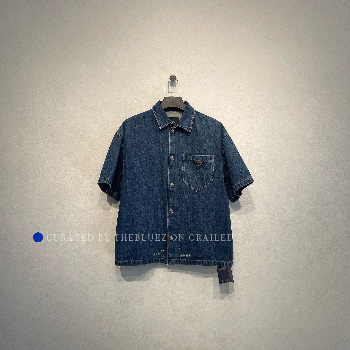 Prada Triangle Logo Denim Shirt in Blue Size US L / EU 52-54 / 3 - 1 Thumbnail