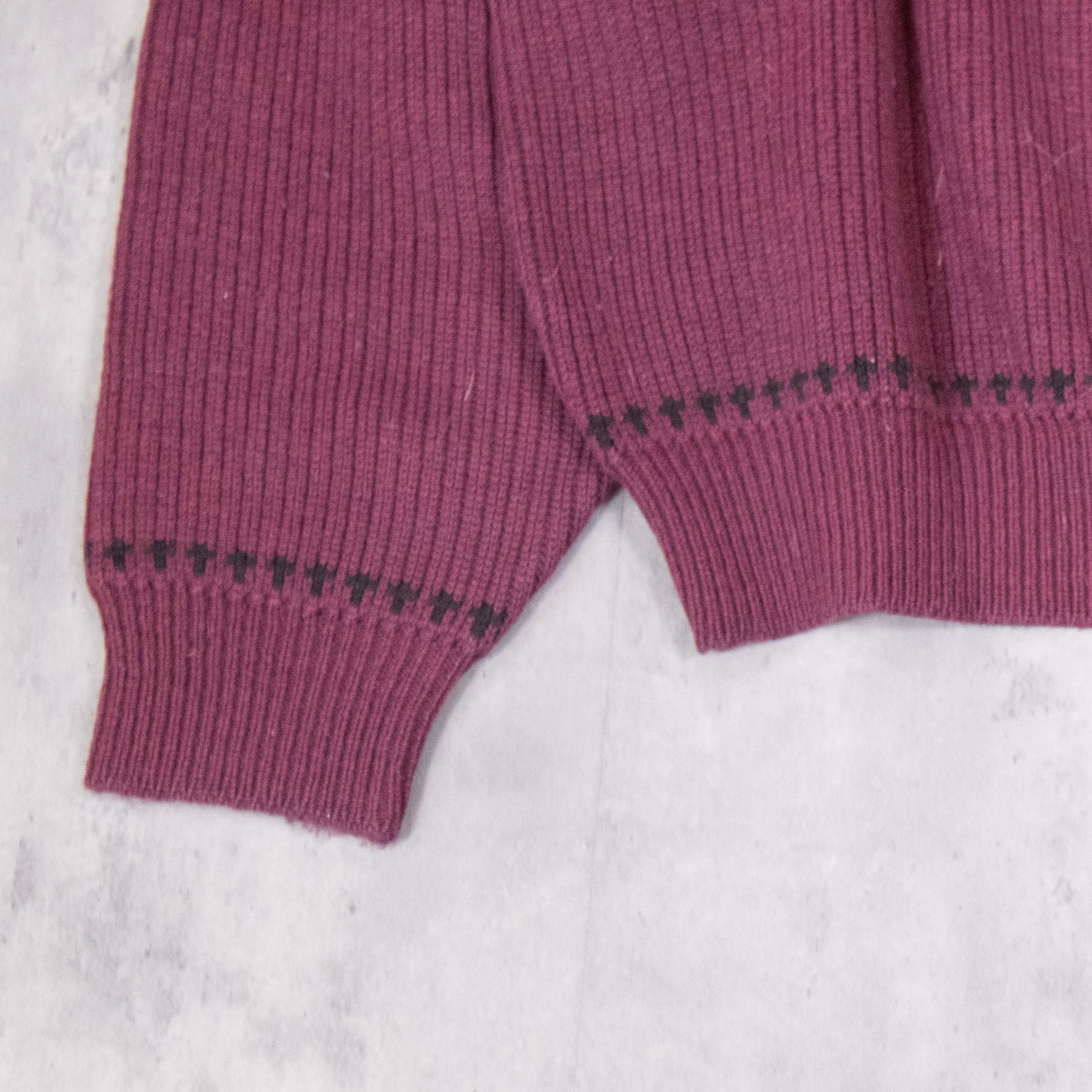 Vintage Vintage 1990's Blocx Pattern Wool Burgundy Sweater Size US L / EU 52-54 / 3 - 11 Thumbnail