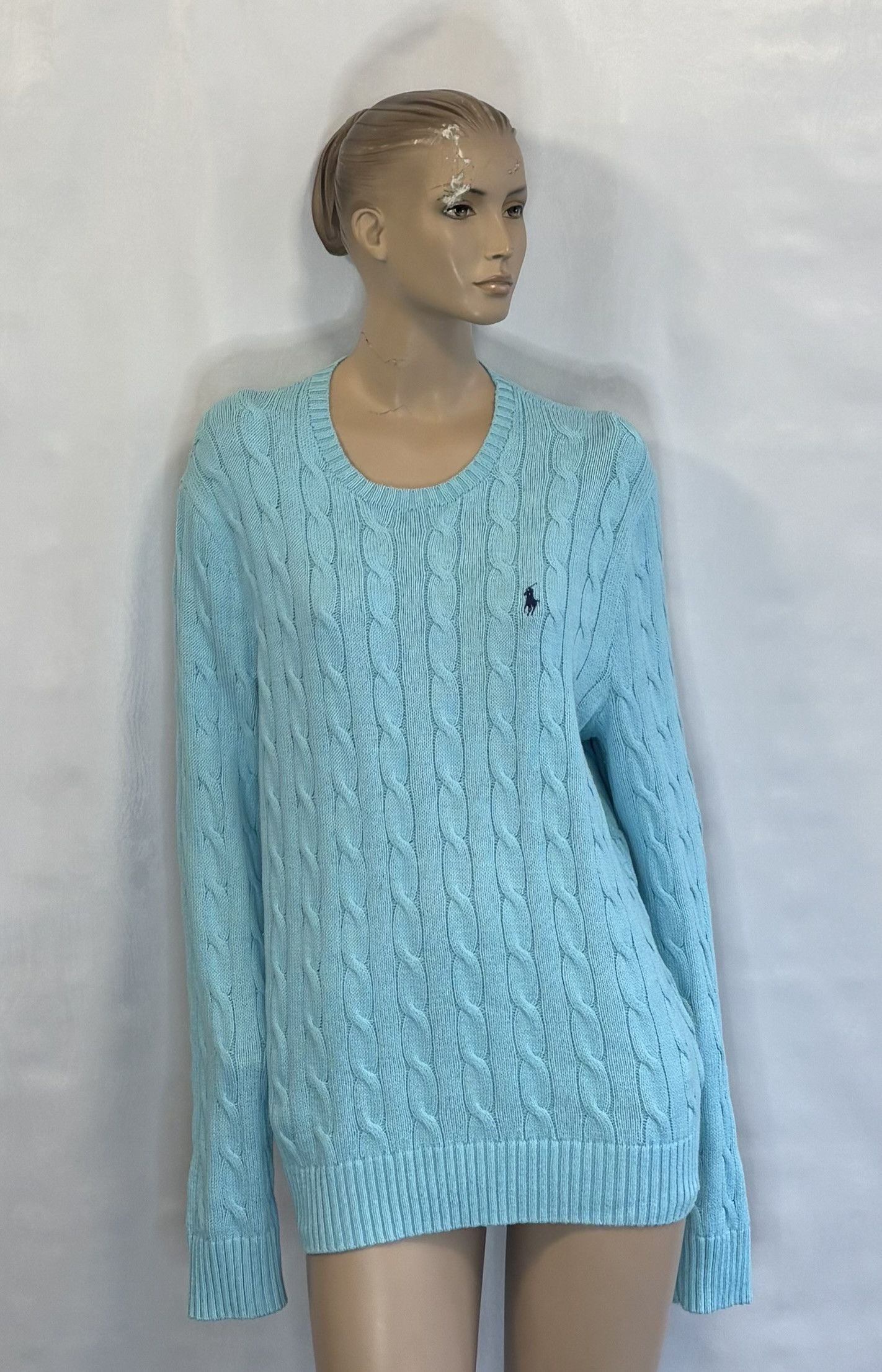 Polo Ralph Lauren Polo Ralph Lauren Cable Knit Baby Blue Sweater Large Size L / US 10 / IT 46 - 1 Thumbnail