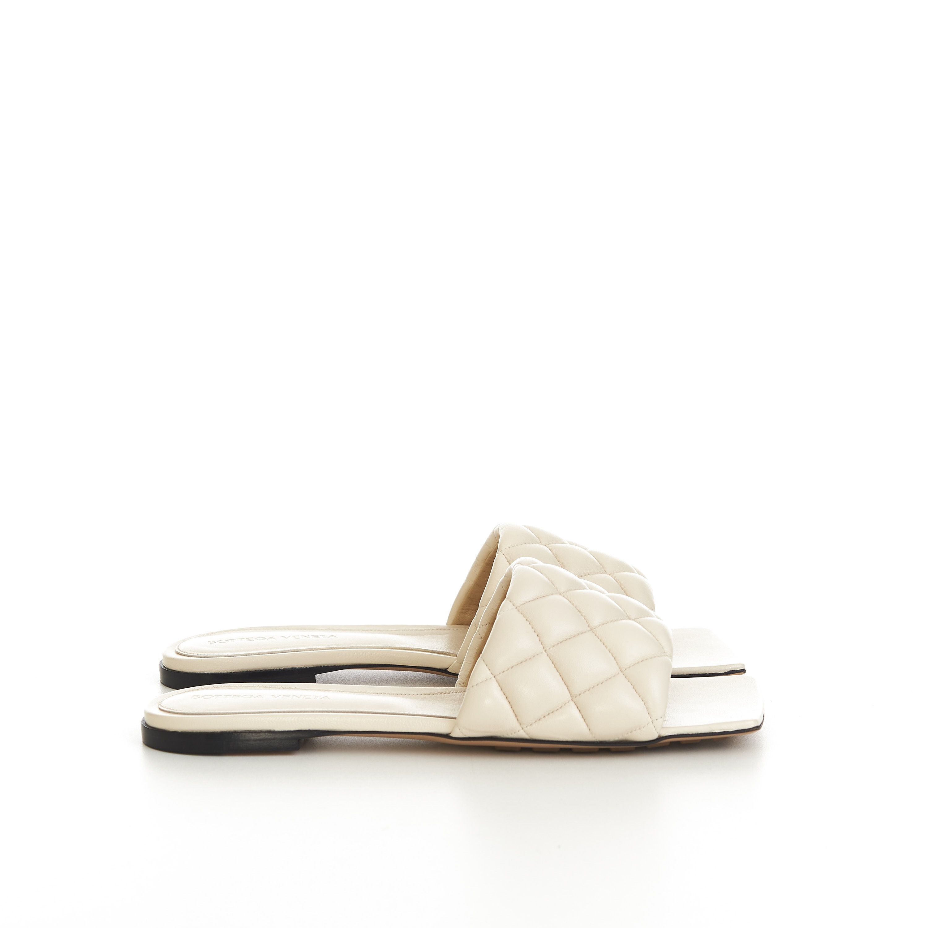 Bottega Veneta Quilted Padded Flat Sandals In Sea Salt Leather Size US 11 / IT 41 - 2 Thumbnail