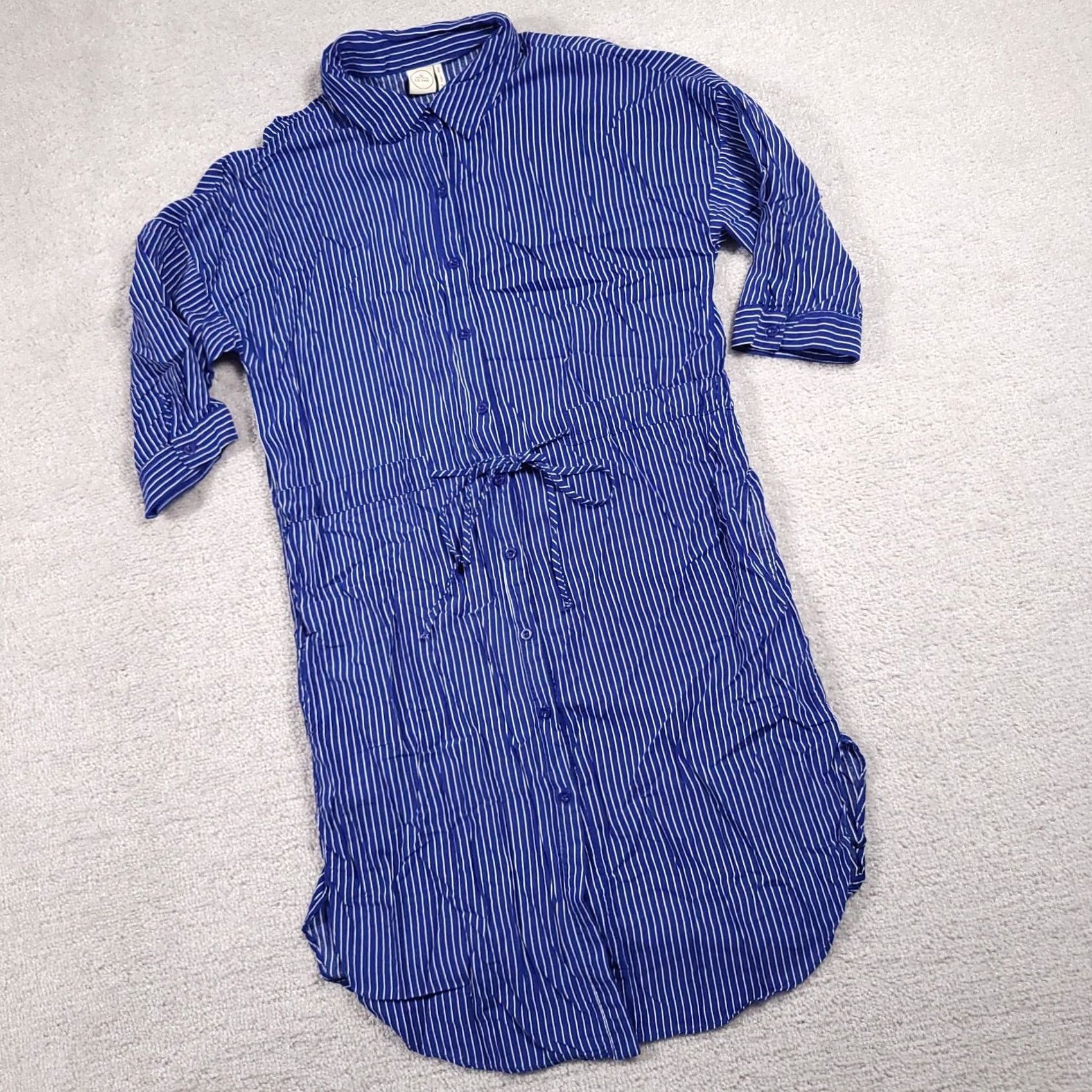 Vintage Paper Crane Shirt Womens S Blue Dress Sleeve Button Tie Front Size S / US 4 / IT 40 - 2 Thumbnail