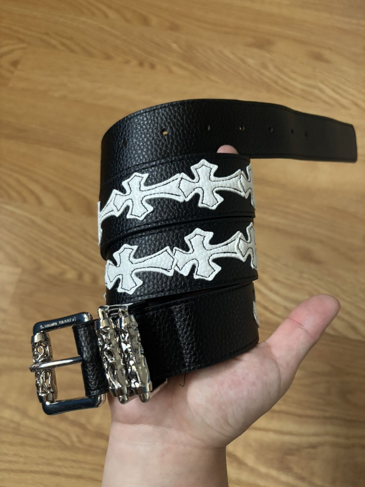 Other Nice black belt with beautiful white crosses on it Size 34 - 1 Thumbnail