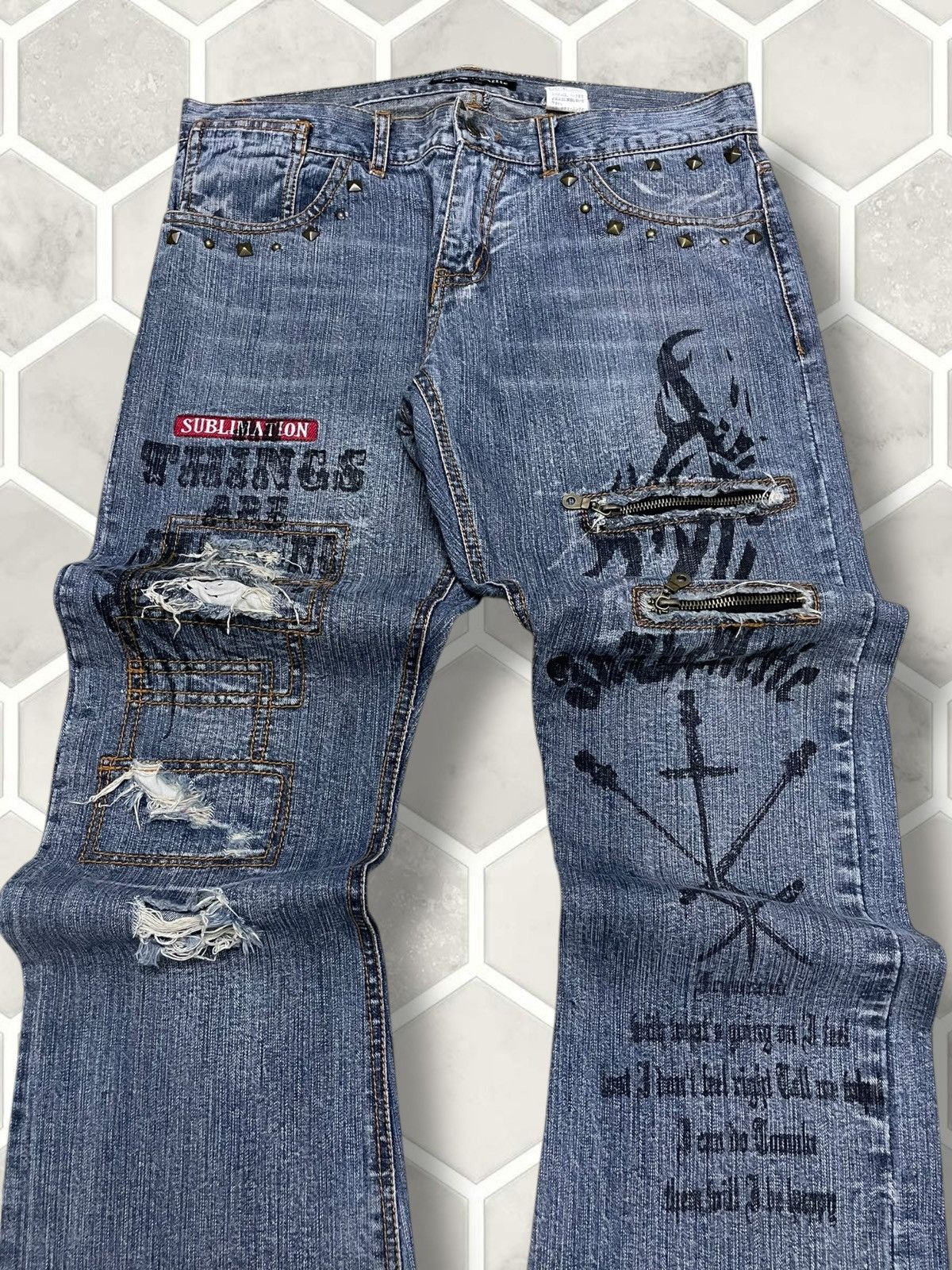 Tornado Mart Vintage 1990s Orginal Designer Japan In The Attic Punk Denim Size US 33 - 4 Thumbnail