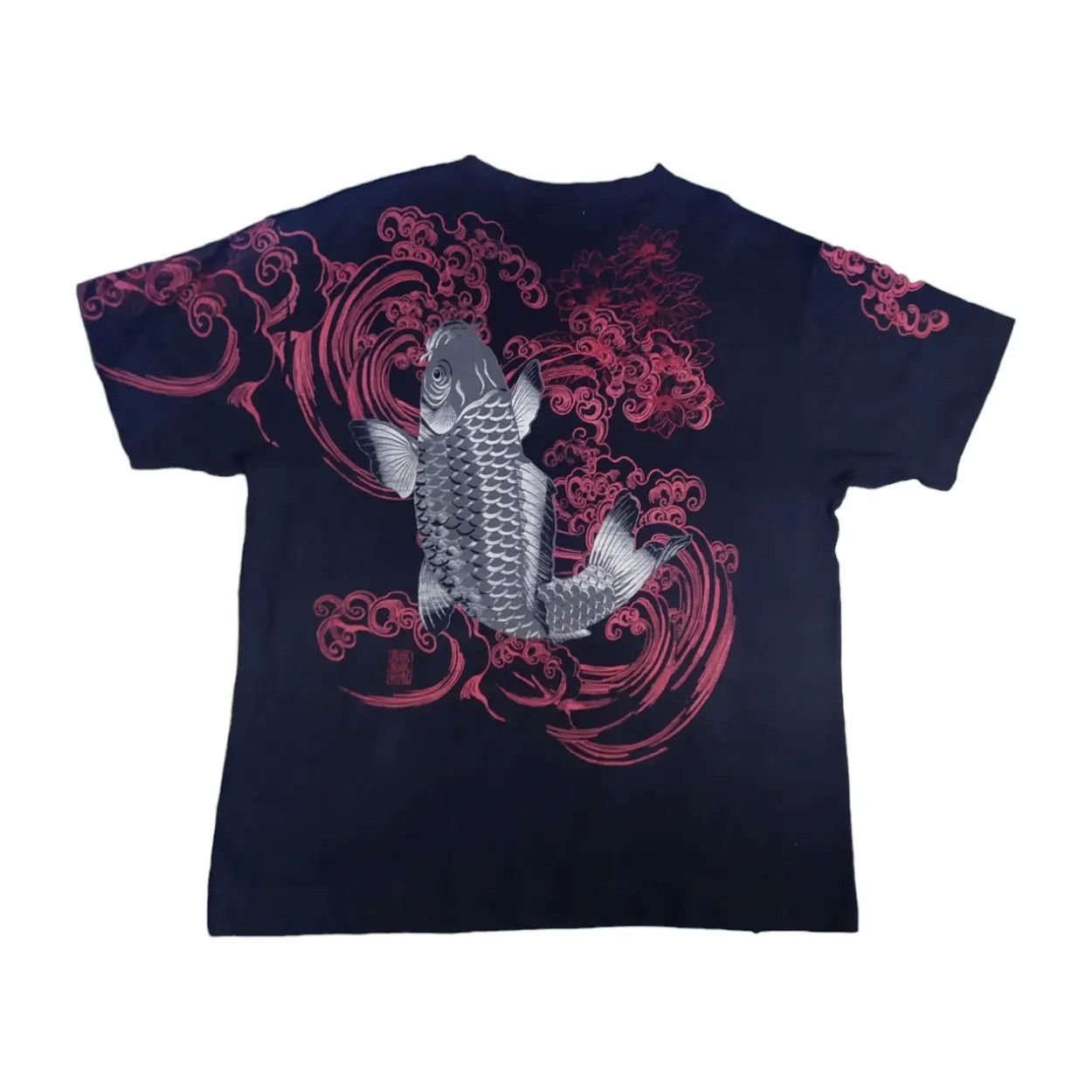 Japanese Brand 💥KARAKURI TAMASHI💥 Sukajan japan koi fish graphic T-shirt Size US XXL / EU 58 / 5 - 7 Thumbnail