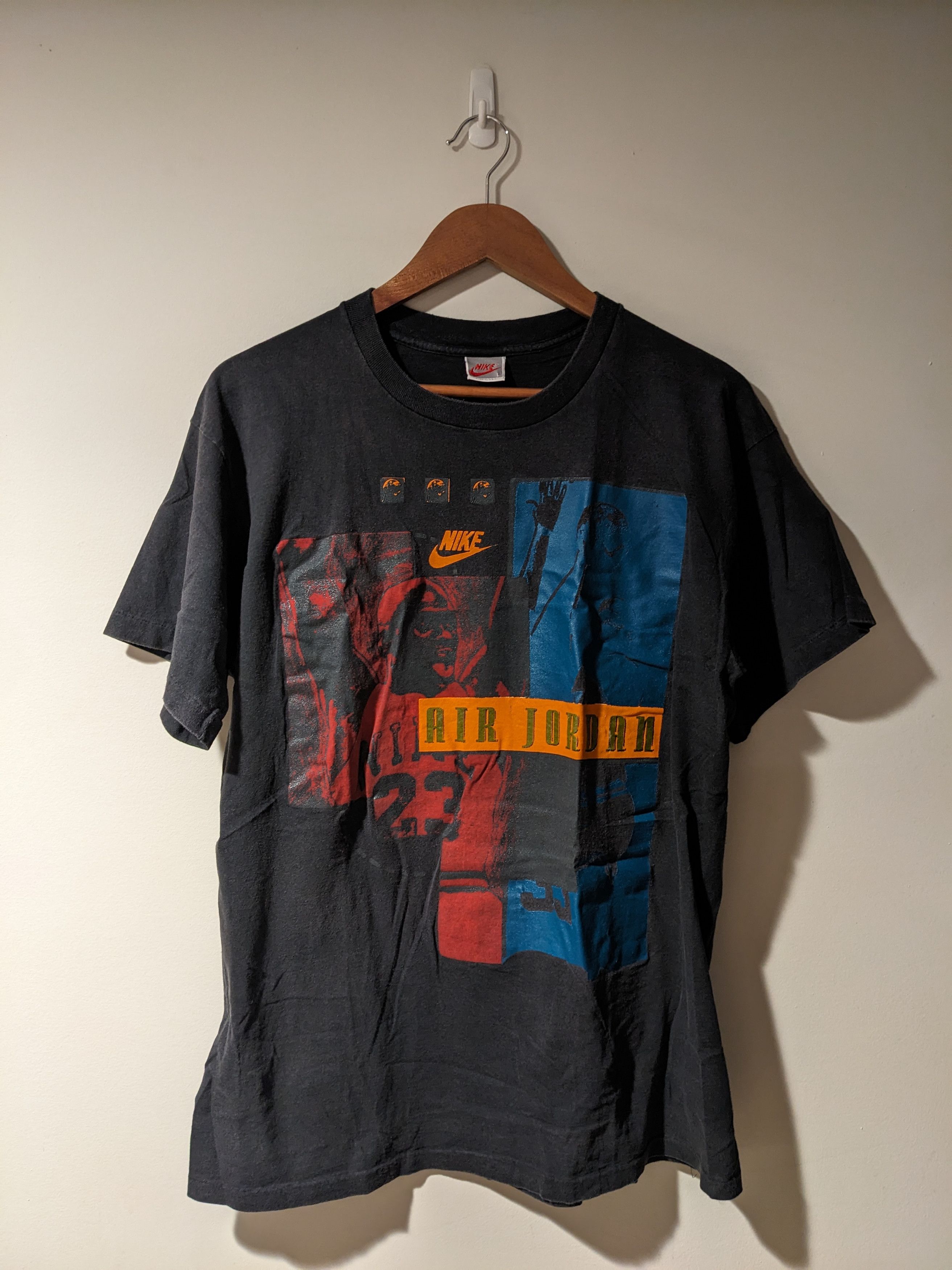 Jordan Brand × Nike × Vintage Vintage 90s Nike Air Michael Jordan Black Large T-Shirt Size US L / EU 52-54 / 3 - 1 Thumbnail