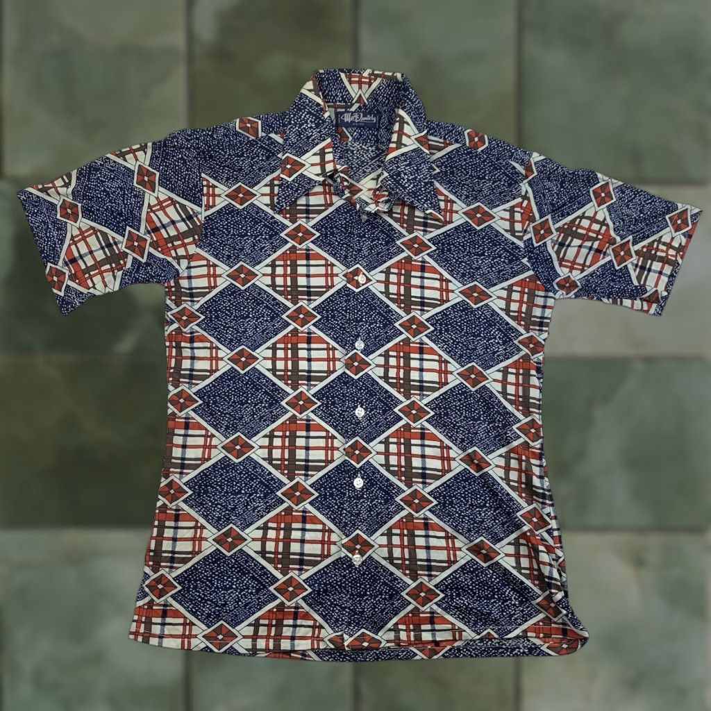 Vintage VINTAGE Mark Daniels Button-Up Shirt Adult Large Blue Geometric Pattern 80s 90s Mens Size US L / EU 52-54 / 3 - 1 Thumbnail
