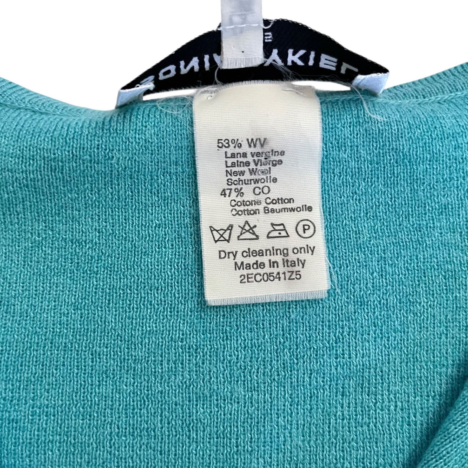 Sonia Rykiel × Vintage Sonia Rykiel Vintage Turquoise Virgin Wool Cardigan Sweater Size S / US 4 / IT 40 - 5 Thumbnail