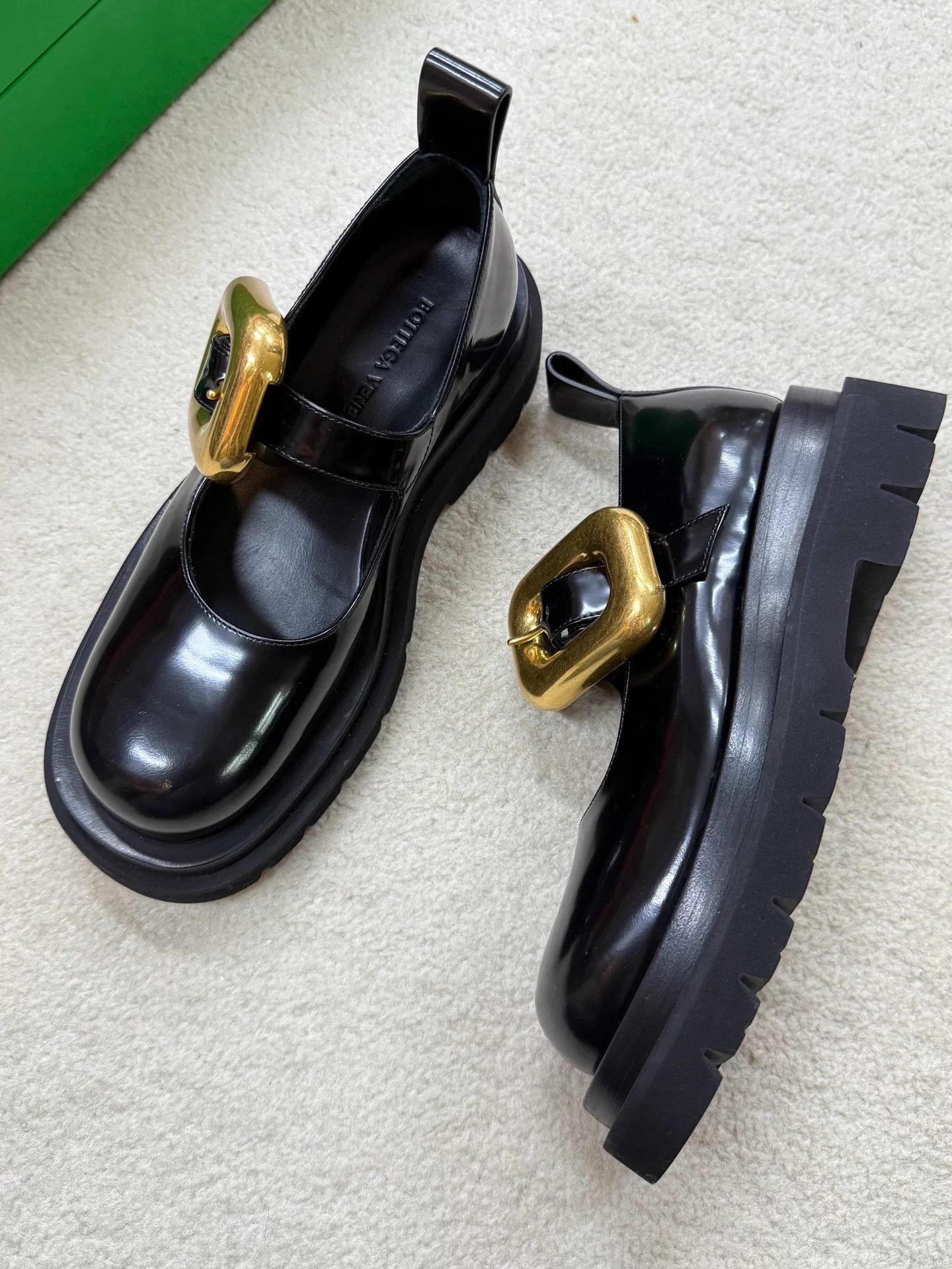 Bottega Veneta BV Black Gold Buckle Mary Janes 35 unused Size US 5 / IT 35 - 3 Thumbnail