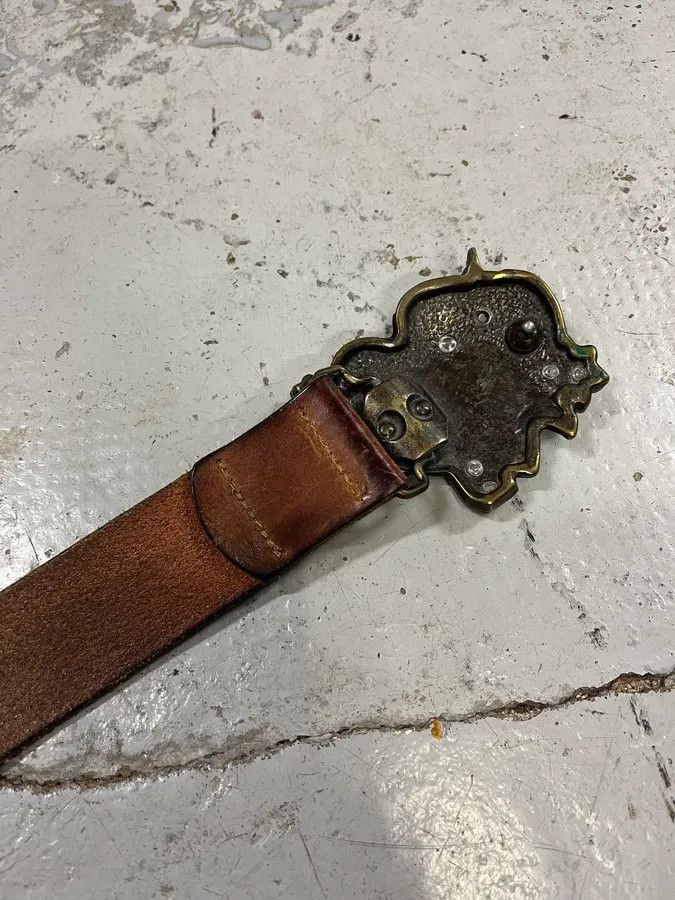 Moschino 2000s Moschino Love Heart Brown Leather Belt Size ONE SIZE - 7 Thumbnail