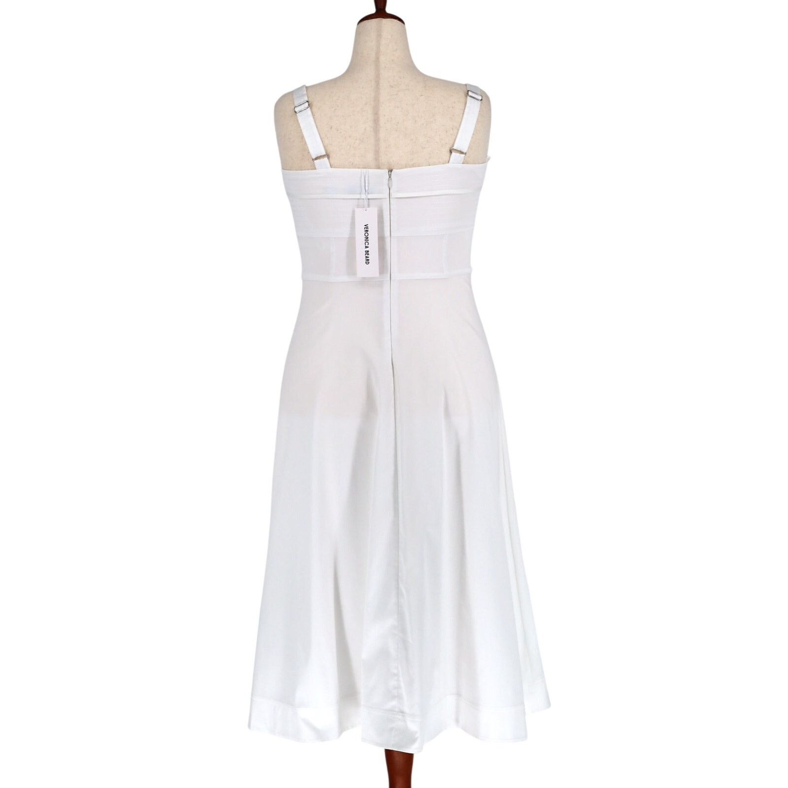 Veronica Beard Veronica Beard Women White Cotton Summer Midi Dress US 12 Size XL / US 12-14 / IT 48-50 - 8 Thumbnail