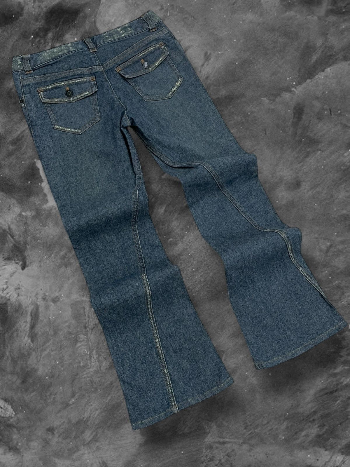 Japanese Brand Vintage Designer Mk Klein Flared Distressed Denim Size US 30 / EU 46 - 7 Thumbnail