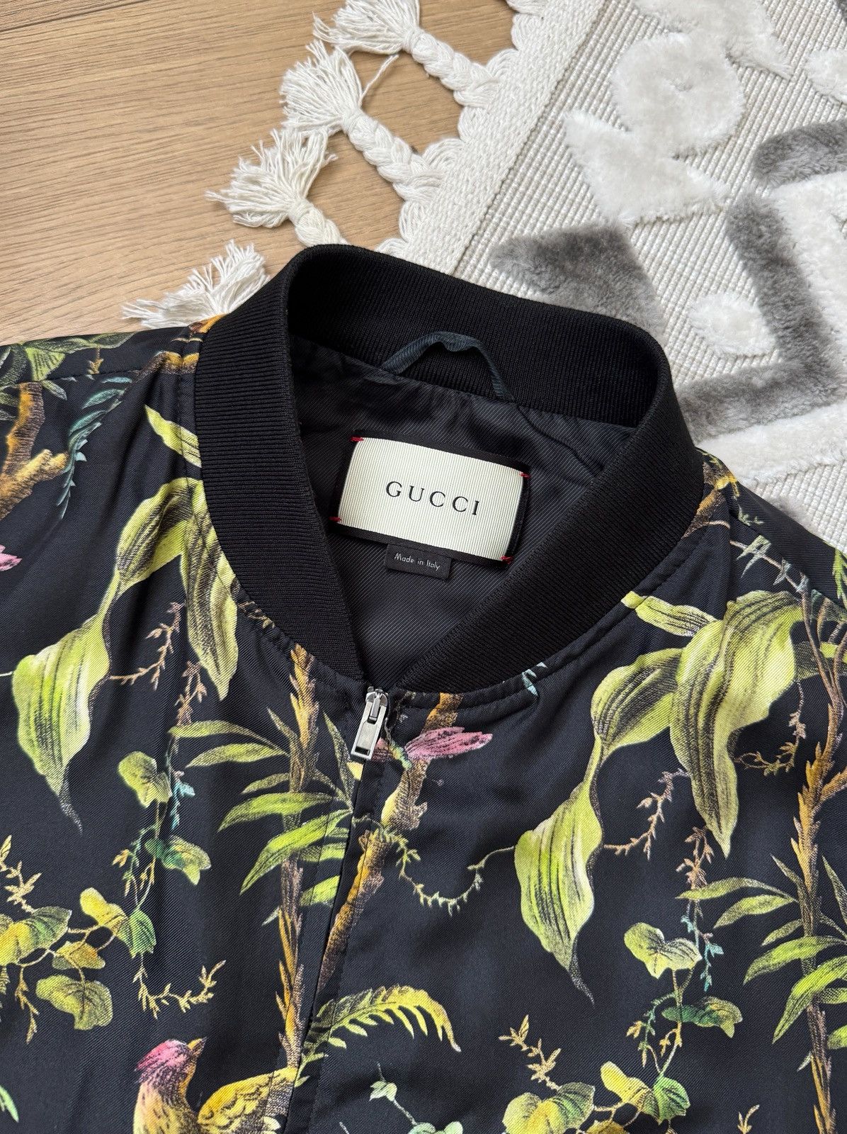 Gucci Men's GUCCI Silk Bomber Jacket Jungle Print size 50 M Size US M / EU 48-50 / 2 - 4 Thumbnail