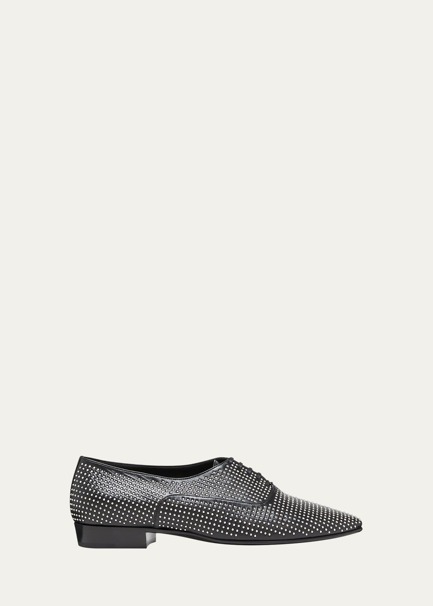 Saint Laurent Paris o1s1wg111224 Vadim 20 Studded Leather Oxfords Loafers Black Size US 12 / EU 45 - 1 Thumbnail