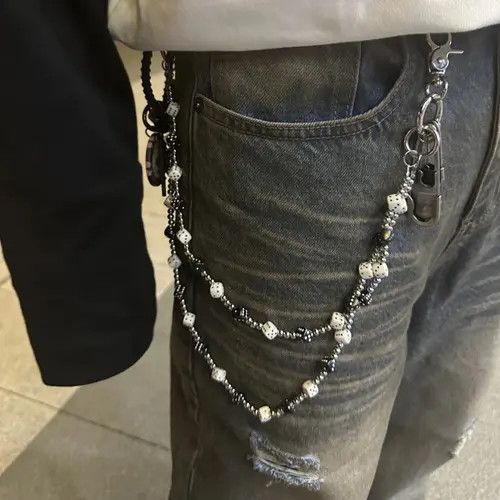 Japanese Brand Retro Bilayer Black White lucky Dice Baccarat Pearl Chain Size ONE SIZE - 3 Thumbnail